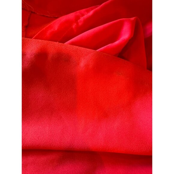 Nicole Miller Dress Women 10 Red Crepe Off Shoulder Pleated Sleeve Ruched Gown - Picture 10 of 13